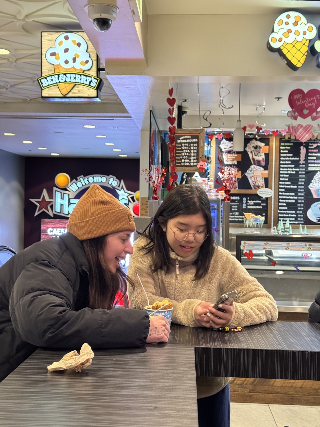 Abby with students